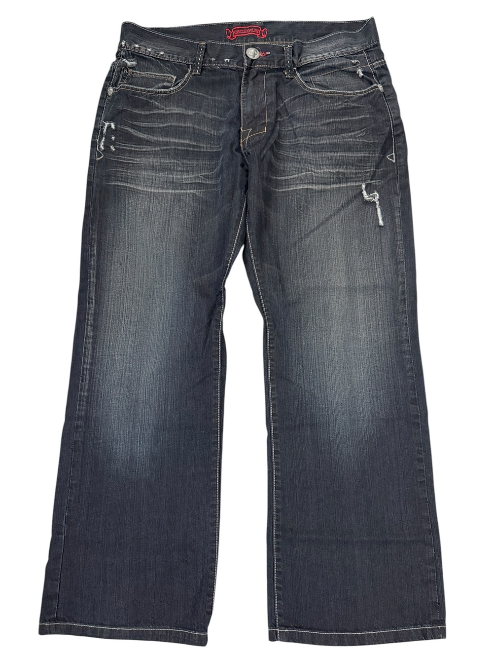 Vintage Laguna Beach Jean Co Skull Thick Stitch Bootcut Jeans 38x31 Distressed